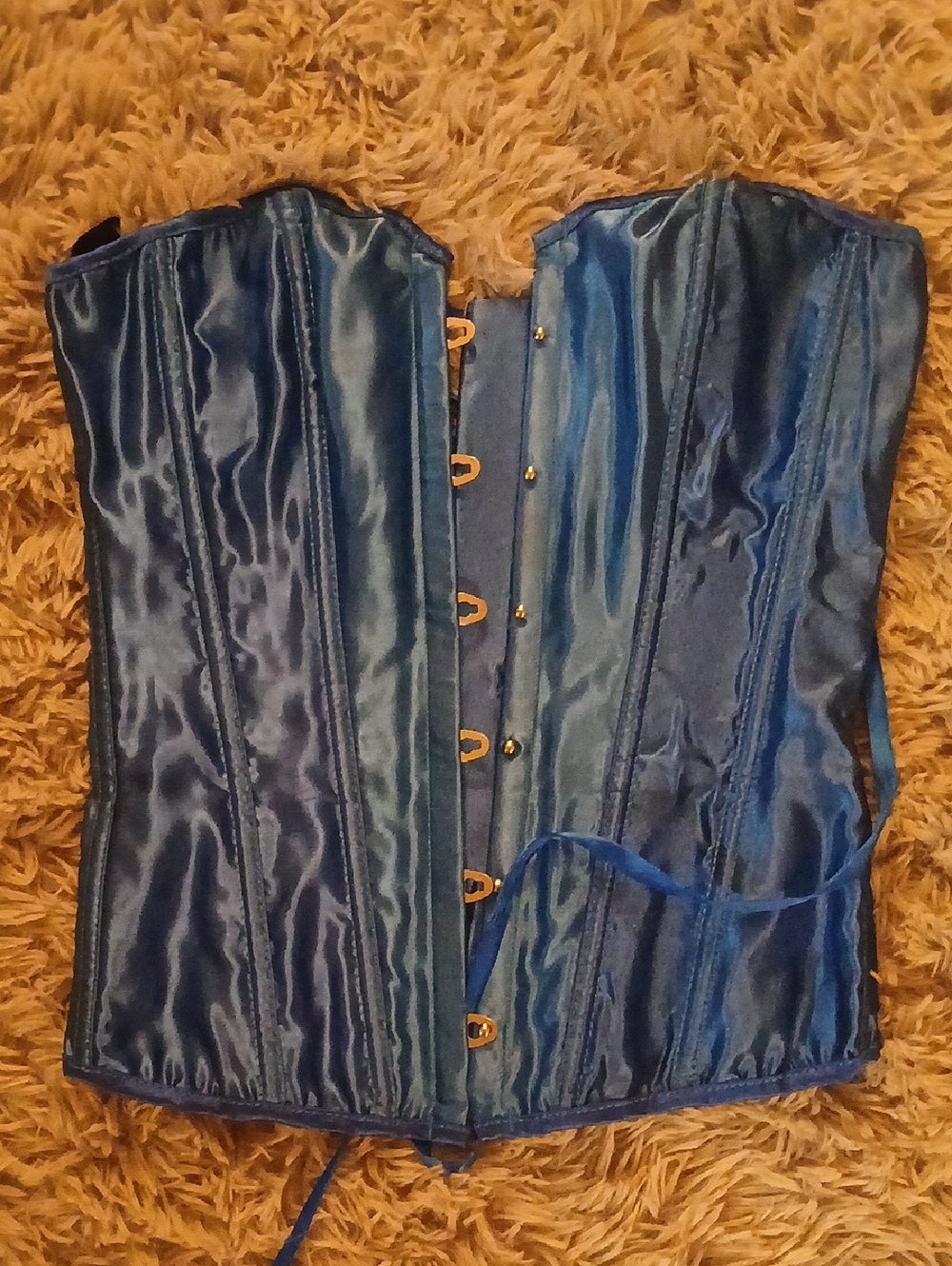 Satin Steel-Blue Corset Top